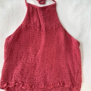 American Eagle Outfitters Textured Halter Camisole - rose pink